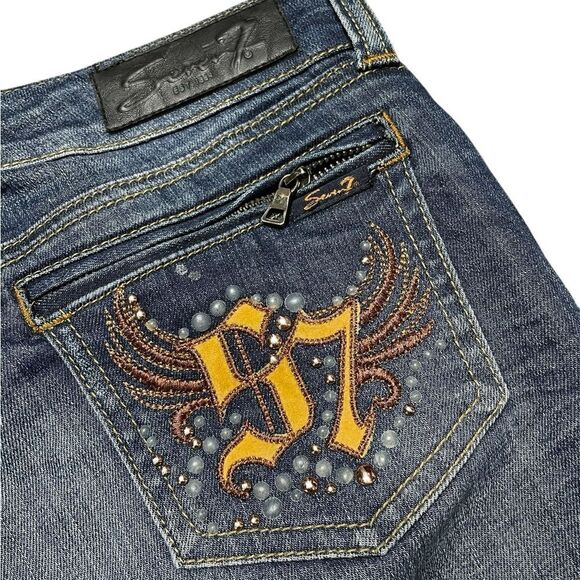 Seven7 Factory Destroyed Slim Straight Jeans Size 29 - Picture 6 of 12